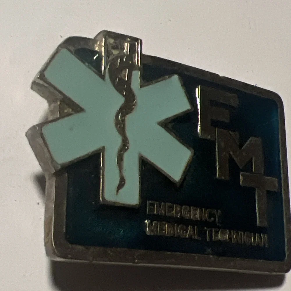 Vintage EMT Belt Buckle Emergency Medical Technician Star of Life Blue Enamel
